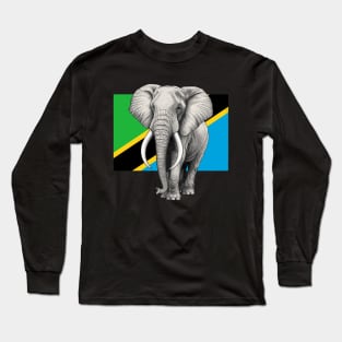 Elephant Flag of Tanzania Long Sleeve T-Shirt